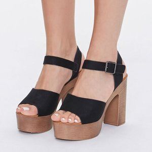 Peep Toe Platform Block Heels